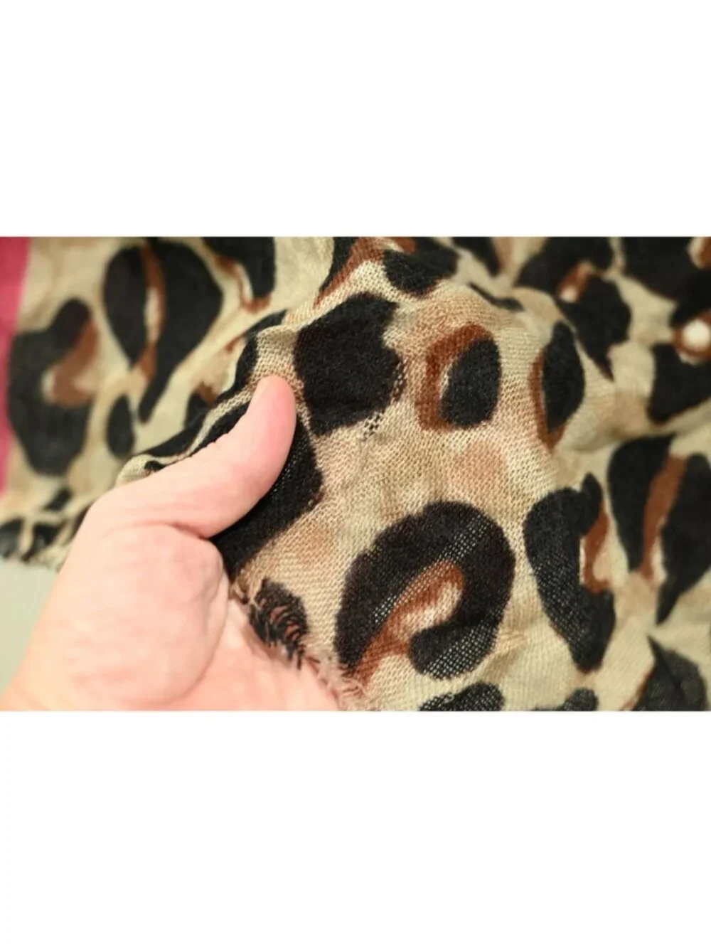 Elizabeth and James Rectangular Scarf Pink Leopard Animal Print Lightweight Wrap